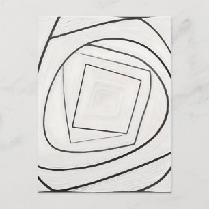 Schwarz Weiße Spirale Quadrat Abstrakt Postkarte