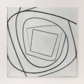 Schwarz Weiße Spirale Quadrat Abstrakt Puzzle (Horizontal)