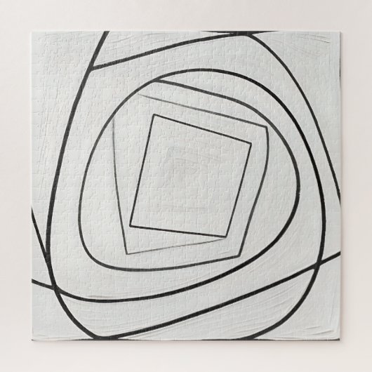 Schwarz Weiße Spirale Quadrat Abstrakt Puzzle (Vertikal)