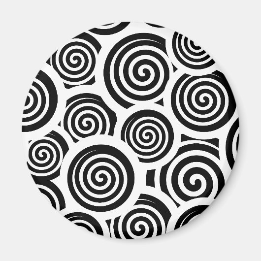 Schwarz-weiße Spiralen-Vektormuster Magnet (Vorne)