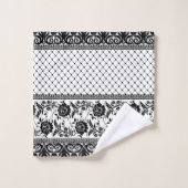 Schwarz-weiße Spitze Elegantes Bad Handtuch Set (Waschlappen)