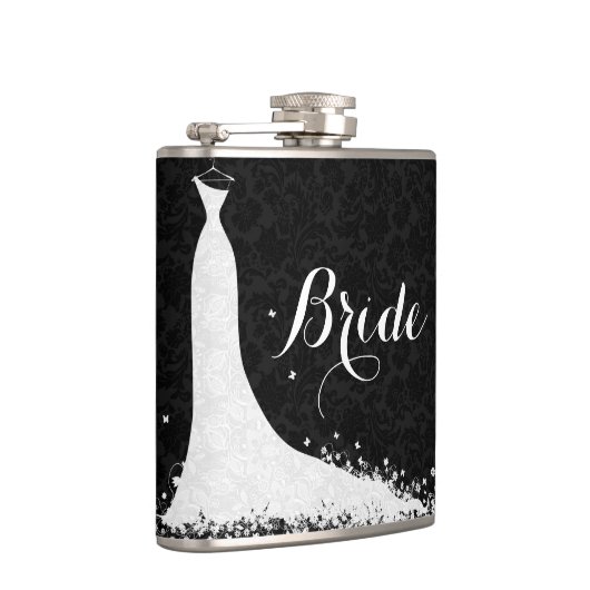 Schwarz-weiße Spitzen-Braut Flachmann (Rechts)