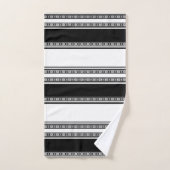 Schwarz-weiße Spitzenflechte und horizontale Strei Badhandtuch Set (Handtuch)