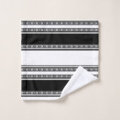 Schwarz-weiße Spitzenflechte und horizontale Strei Badhandtuch Set (Waschlappen)