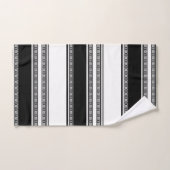 Schwarz-weiße Spitzenflechte und horizontale Strei Badhandtuch Set (Handtuch)