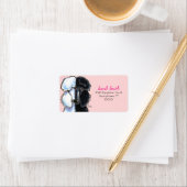 Schwarz-weiße Standard Poodles Großrosa Adressaufkleber (Insitu)