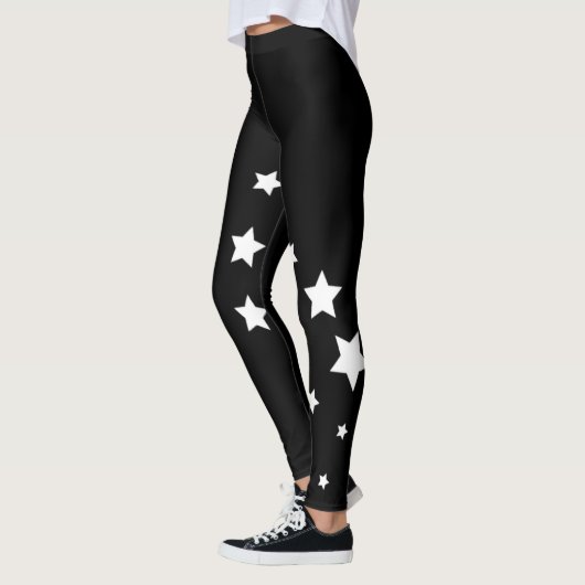 Schwarz-weiße Sterne Leggings (Links)