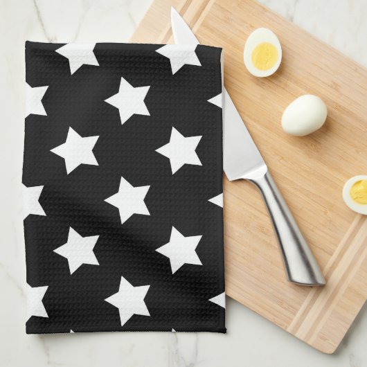 Schwarz-weiße Sternenmuster dekorativ Geschirrtuch (Viertel Falte)