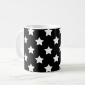 Schwarz-weiße Sternenmuster dekorativ Kaffeetasse (Vorderseite Links)