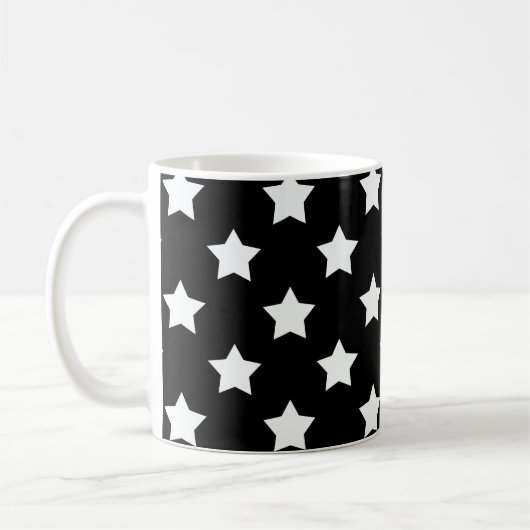 Schwarz-weiße Sternenmuster dekorativ Kaffeetasse (Links)