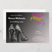 Schwarz-weiße Stilettos Geburtstag Einladung (Vorne/Hinten)