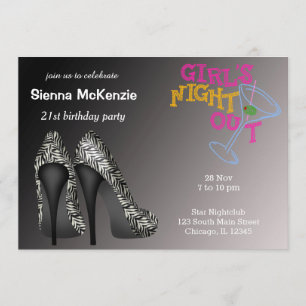 Schwarz-weiße Stilettos Geburtstag Einladung