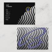 SCHWARZ-WEISSE STILWELLEN, BLUE GEMSTONE MONOGRAM VISITENKARTE (Vorne/Hinten)