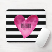 Schwarz + Weiße Streifen Aquarellfarben - PINK Her Mousepad (Mit Mouse)