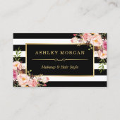 Schwarz-weiße Streifen aus goldfarbenem Rahmen Visitenkarte (Vorderseite)