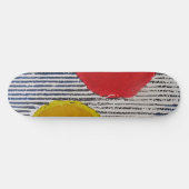 Schwarz-weiße Streifen aus rotem Gelbsonnenmotiv Skateboard (Horizontal)