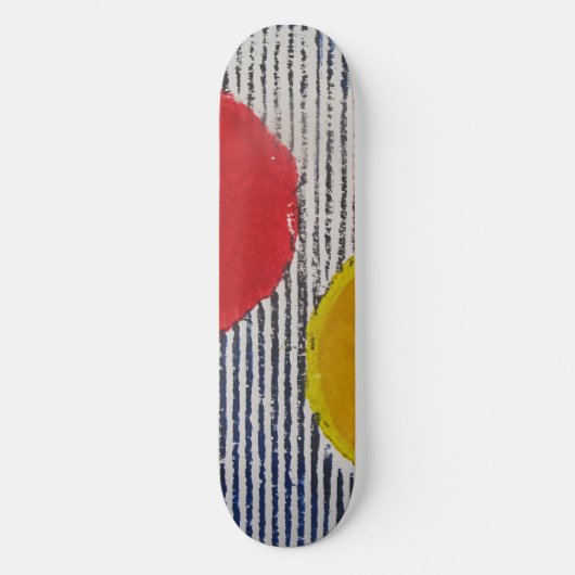 Schwarz-weiße Streifen aus rotem Gelbsonnenmotiv Skateboard (Vorderseite)
