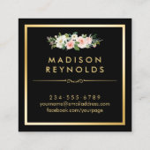 Schwarz-weiße Streifen aus weißer Blüte Quadratische Visitenkarte (Rückseite)