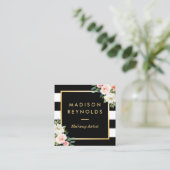 Schwarz-weiße Streifen aus weißer Blüte Quadratische Visitenkarte (Stehend Vorderseite)