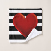 Schwarz-weiße Streifen Badhandtuch Set (Waschlappen)