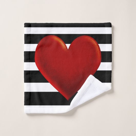 Schwarz-weiße Streifen Badhandtuch Set (Waschlappen)