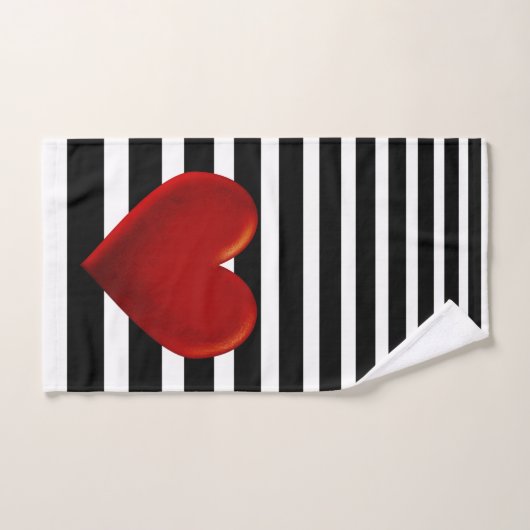 Schwarz-weiße Streifen Badhandtuch Set (Handtuch)