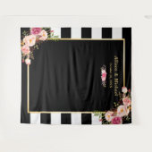 Schwarz-weiße Streifen Blumenzange Hintergrund Wandteppich (Vorderseite (Horizontal))