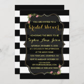 Schwarz-weiße Streifen Brautparty laden Einladung (Vorne/Hinten)