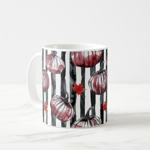 Schwarz Weiße Streifen Burgunder Kürbisse Kaffeetasse