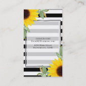 Schwarz-weiße Streifen Ecke Sonnenblumen Blumen Ch Visitenkarte (Rückseite)
