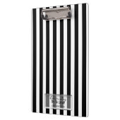 Schwarz-weiße Streifen Elegante Glam Personalisier Klemmbrett (Links)