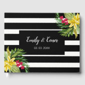 Schwarz-weiße Streifen Exotische Blume Gästebuch (Vorderseite)