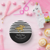 Schwarz-weiße Streifen für Rennpferde Pappteller (Party)