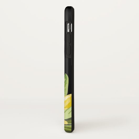 Schwarz-weiße Streifen Gelbe Blumen Case-Mate iPhone Hülle (Hinten/Links)