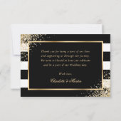 Schwarz-weiße Streifen Gold Blush Pink Blumenzehen Dankeskarte (Rückseite)