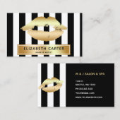 Schwarz-weiße Streifen Goldlips Make-up-Künstler Visitenkarte (Vorne/Hinten)