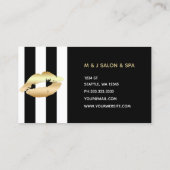 Schwarz-weiße Streifen Goldlips Make-up-Künstler Visitenkarte (Rückseite)