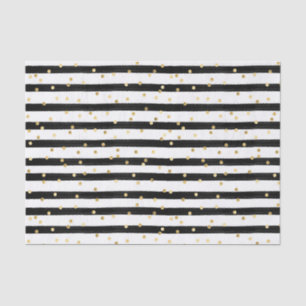 Schwarz-weiße Streifen Goldpolka-Punkte Seidenpapier