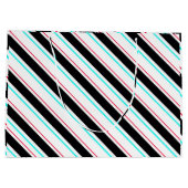 Schwarz-weiße Streifen Große Geschenktüte (Rückseite)