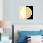Schwarz-weiße Streifen Halbkreise Fusion Art Gold Foliendrucke (In Situ (Schlafzimmer))