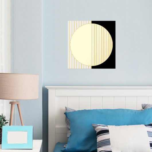 Schwarz-weiße Streifen Halbkreise Fusion Art Gold Foliendrucke (In Situ (Schlafzimmer))