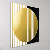 Schwarz-weiße Streifen Halbkreise Fusion Art Gold Foliendrucke (Ablage )