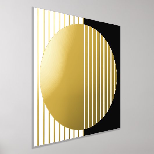 Schwarz-weiße Streifen Halbkreise Fusion Art Gold Foliendrucke (Ablage )