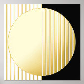 Schwarz-weiße Streifen Halbkreise Fusion Art Gold Foliendrucke (Vorderseite)