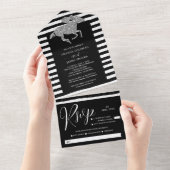 Schwarz-weiße Streifen Hochzeit All In One Einladung (Abreißen)