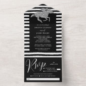 Schwarz-weiße Streifen Hochzeit All In One Einladung (Innen Boden)