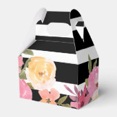 Schwarz-weiße Streifen Hochzeit mit Wasserfarben Geschenkschachtel (Rückseite)