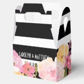 Schwarz-weiße Streifen Hochzeit mit Wasserfarben Geschenkschachtel (Geöffnet)