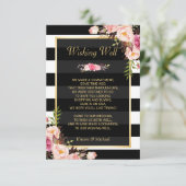 Schwarz-weiße Streifen | Hochzeitswünsche Begleitkarte (Stehend Vorderseite)