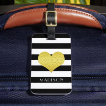 Schwarz-weiße Streifen Imitate Gold Herz